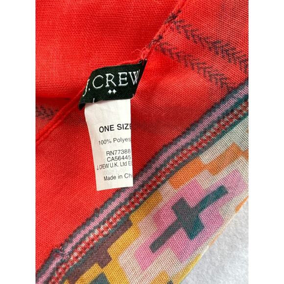 Women’s J.Crew Polyester Red Checkered Scarf OSFA - Picture 4 of 4